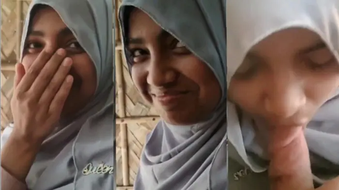 Shy Teen Hijabi College Girl Blowjob to Lover Video HD